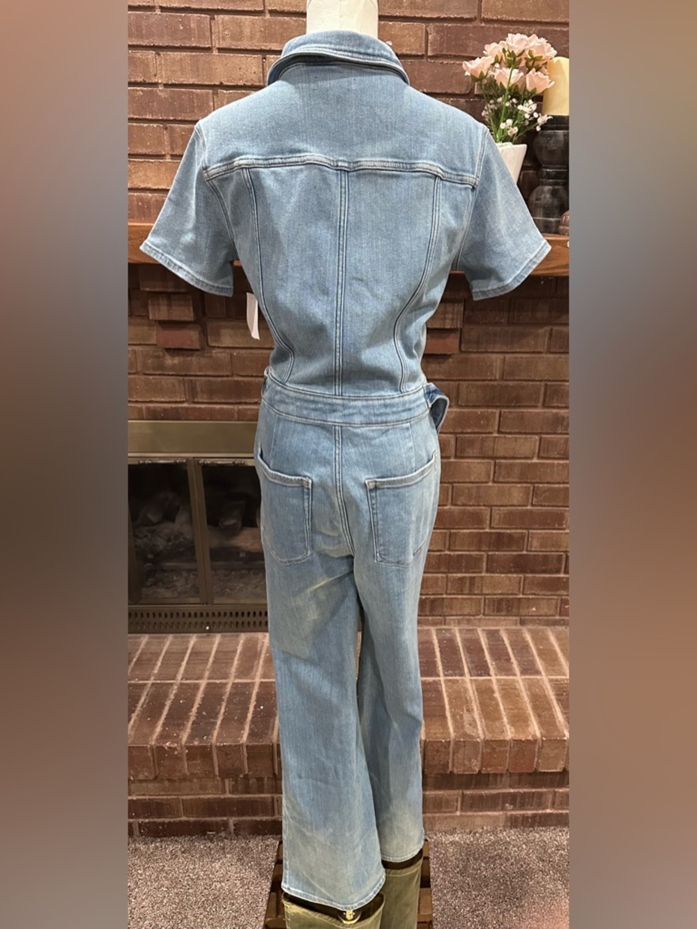 NWT Good American Fit For Success Bootcut Denim Jumpsuit Retro Utility Chic L - Picture 8 of 8